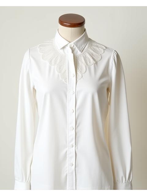 Camisa de algodón con detalles de encaje handmade